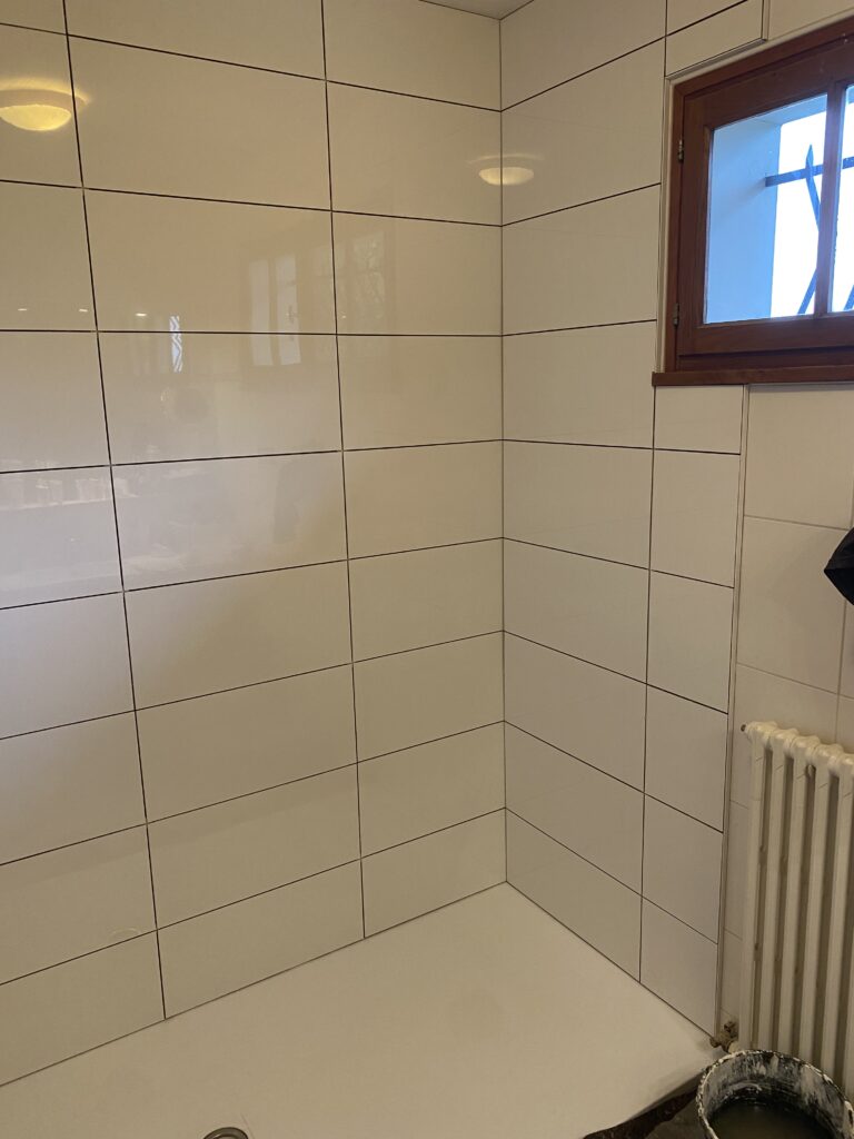 C2M c2m agencement cuisine salle de bain salle d'eau placard dressing vasque douche rénovation Aix les bains  Chambéry sol parquet stratifié carrelage baignoire lavabo toilette WC verrières intérieur bois paroi de douche menuisier porte coulissante bureau placo plomberie électricité faïence carrelage receveur mitigeur 